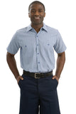 Red Kap® Long Size, Short Sleeve Striped Industrial Work Shirt. CS20LONG