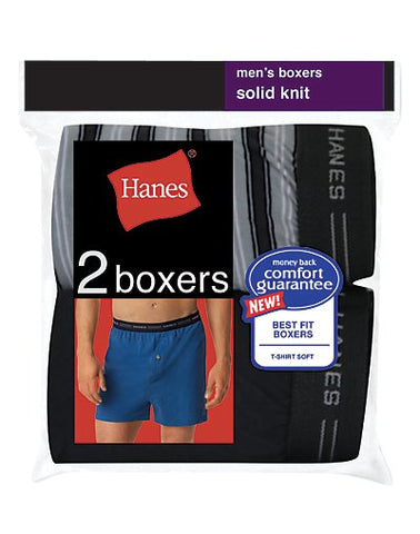 Hanes Men's Exposed Waistband Knit Boxer 2 Pack