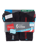 Hanes Boys Crew Comfortblend® Black EZ Sort® Socks 6-Pack