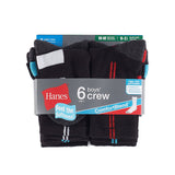 Hanes Boys Crew Comfortblend® Black EZ Sort® Socks 6-Pack