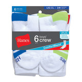 Hanes Boys Crew ComfortBlend® Assorted White Socks 6-Pack