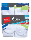 Hanes Boys Crew ComfortBlend® Assorted White Socks 6-Pack