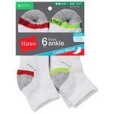 Hanes Boys Ankle ComfortBlend® Assorted White Socks 6-Pack
