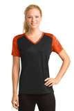 Sport-Tek® Ladies CamoHex Colorblock V-Neck Tee. LST371