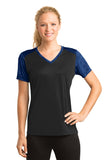 Sport-Tek® Ladies CamoHex Colorblock V-Neck Tee. LST371