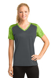 Sport-Tek® Ladies CamoHex Colorblock V-Neck Tee. LST371