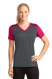 Sport-Tek® Ladies CamoHex Colorblock V-Neck Tee. LST371