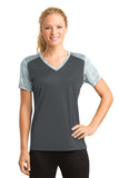 Sport-Tek® Ladies CamoHex Colorblock V-Neck Tee. LST371
