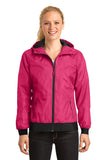 Sport-Tek® Ladies Embossed Hooded Wind Jacket. LST53