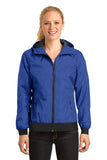 Sport-Tek® Ladies Embossed Hooded Wind Jacket. LST53