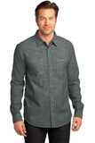 District Made® - Mens Long Sleeve Washed Woven Shirt. DM3800