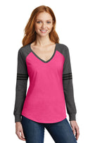 District Made® Ladies Game Long Sleeve V-Neck Tee. DM477