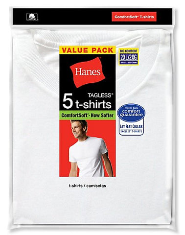 Hanes Men's White TAGLESS&reg; Crewneck Undershirt 5-Pack