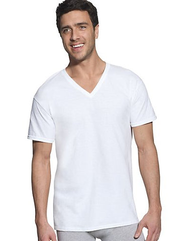 Hanes Classic Mens White V-Neck T-Shirt P6
