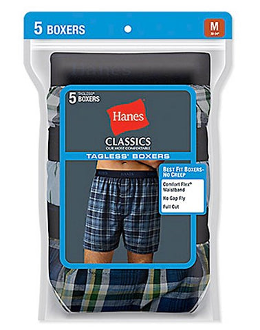 Hanes Classic Mens Yarn Dyed Exposed Waistband Boxer P5