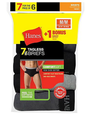 Hanes Men's Mid Rise Brief with Comfort Flex&reg; Waistband 7-Pack (Includes 1 Free Bonus Brief)