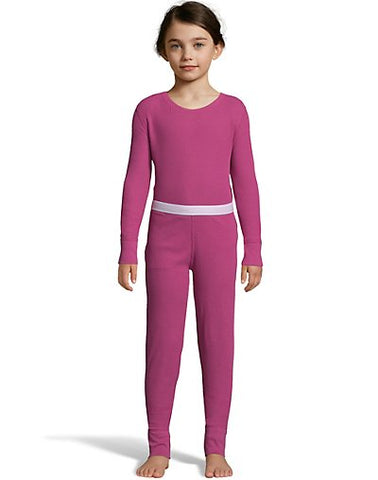 Hanes Girls' Solid Waffle Knit Thermal Set