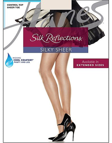 Hanes Silk Reflections Control Top Sheer Toe Pantyhose