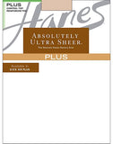 Hanes Plus Absolutely Ultra Sheer Control Top, Reinforced Toe Pantyhose
