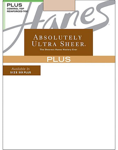 Hanes Plus Absolutely Ultra Sheer Control Top, Reinforced Toe Pantyhose