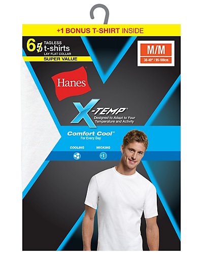 Hanes Men's Red Label X-Temp White Crew Bonus Pk P5 +1 Free