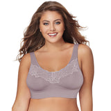 Just My Size Pure Comfort&reg; Wirefree Bra with Lace Trim & Back Close