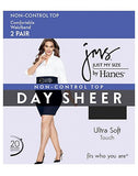 JMS Smooth Finish Regular Reinforced Toe Panty Hose 2 Pair Pack