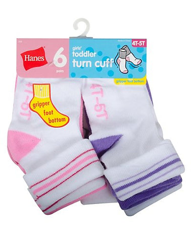 Hanes Infant Girls Turn Cuff Socks P6