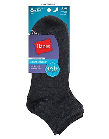 Hanes&reg; ComfortBlend&reg; Women's Ankle Socks 6-Pack