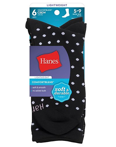 Hanes&reg; ComfortBlend&reg; Women's Crew Socks 6-Pack