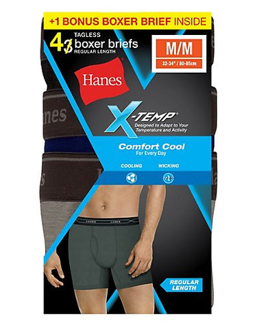 Hanes Men's X-Temp&reg; Comfort Cool&reg; Boxer Brief 4-Pack (Includes 1 Free Bonus Boxer Brief)