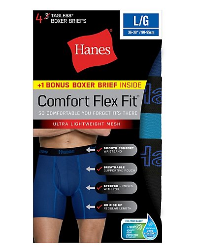 Hanes Men's Comfort Flex Fit&reg; Breathable Mesh Boxer Briefs 4-Pack (includes 1 Free Bonus Boxer Brief)