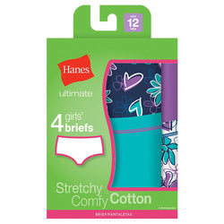 Hanes Ultimate™ TAGLESS&reg; Cotton Stretch Girls' Briefs 4-Pack