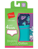 Hanes Ultimate™ TAGLESS&reg; Cotton Stretch Girls' Briefs 4-Pack