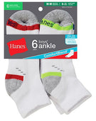 Hanes Boys Ankle ComfortBlend&reg; Assorted White Socks 6-Pack