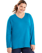 Just My Size Long-Sleeve V-Neck 100% Cotton Women's Tee