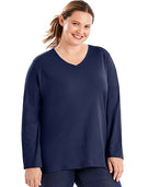 Just My Size Long-Sleeve V-Neck 100% Cotton Women's Tee