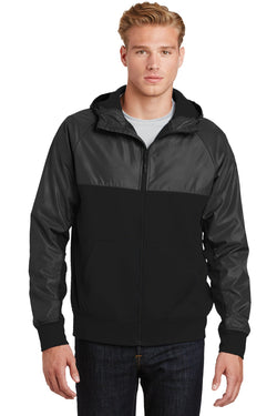 Sport-Tek® Embossed Hybrid Full-Zip Hooded Jacket. JST50