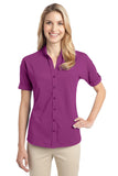 Port Authority® Ladies Stretch Pique Button-Front Shirt. L556