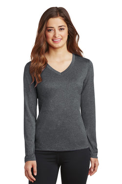 Sport-Tek® Ladies Long Sleeve Heather Contender™ V-Neck Tee. LST360LS