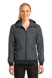 Sport-Tek® Ladies Embossed Hooded Wind Jacket. LST53